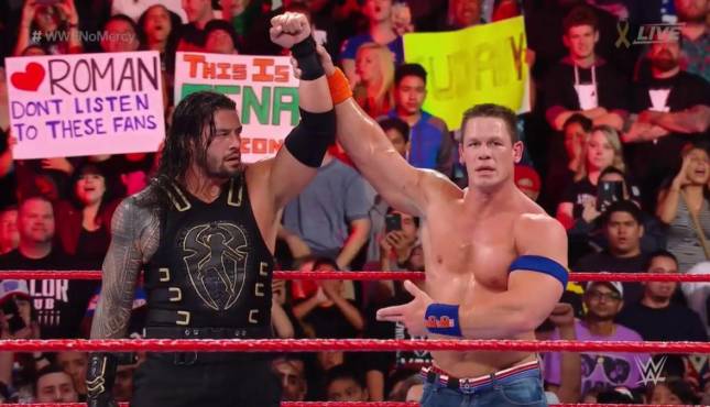 Wwe News John Cena And Roman Reigns Team Up After Raw Mixed