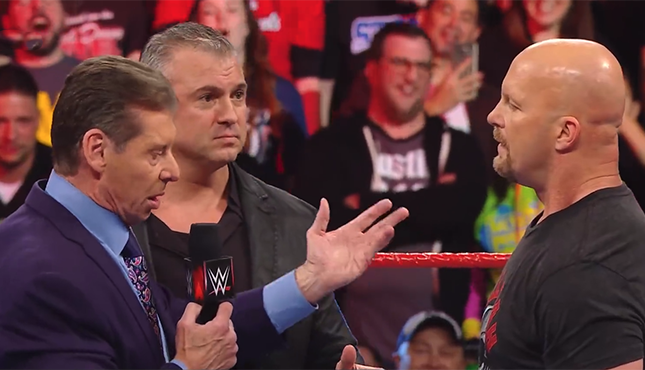 Steve Austin Vince McMahon Shane McMahon wwe Raw 25