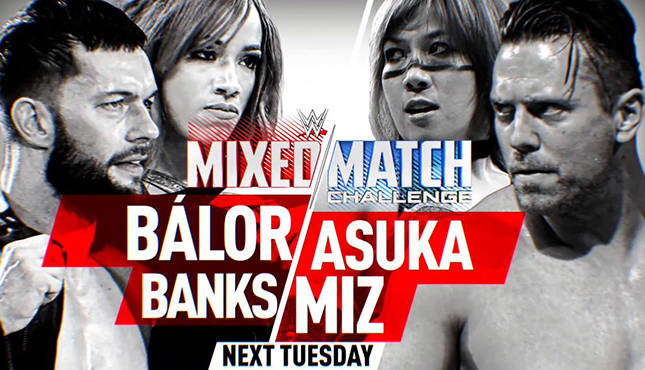 Mixed Match Challenge Finn Balor Sasha Banks Asuka Miz