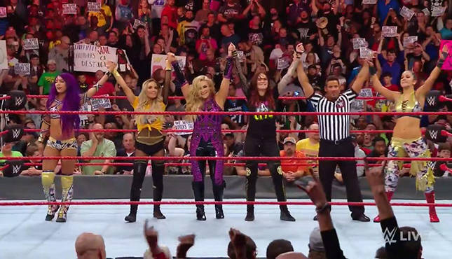 Trish Stratus and Lita Bayley Natalya Sasha Raw