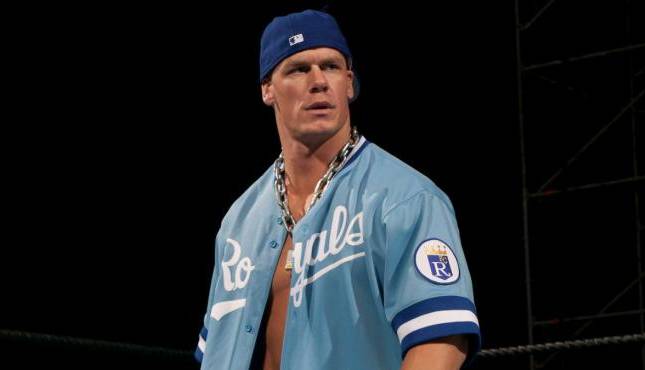 Oh mah gawd. John Cena in a Dodgers jersey. My life is complete.