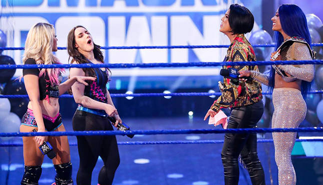 Bayley and Sasha Banks Alexa Bliss and Nikki Cross Smackdown