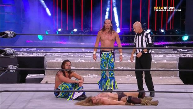 The Young Bucks Defeat Jurassic Express At Aew All Out Pics Video 411mania