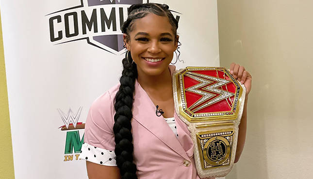 Bianca Belair with the Street Profits at TD Garden for the Boston