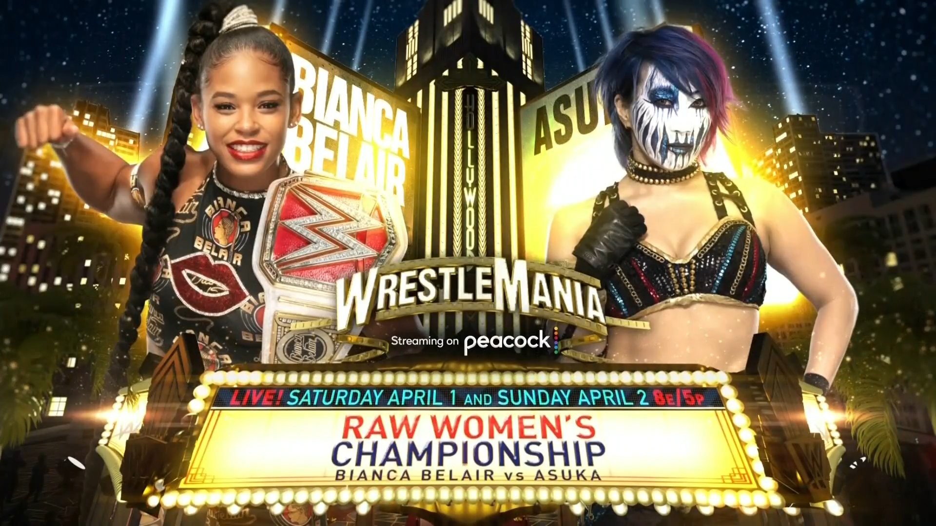 Full match card graphic for tonight's Wrestlemania 39: Night 2 (4