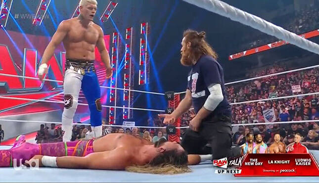 WWE Raw 8-7-23 Cody Rhodes Sami Zayn Seth Rollins