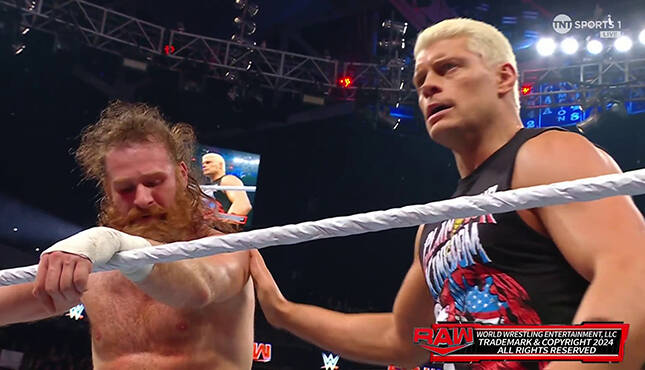 WWE Monday Night Raw Cody Rhodes Sami Zayn 2-12-24