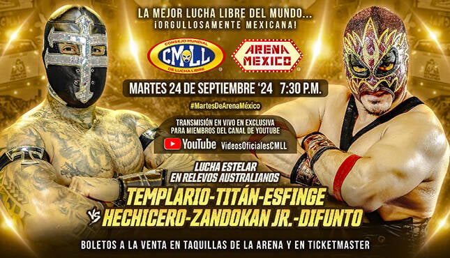 CMLL Martes de Arena Mexico Results 9.24.24