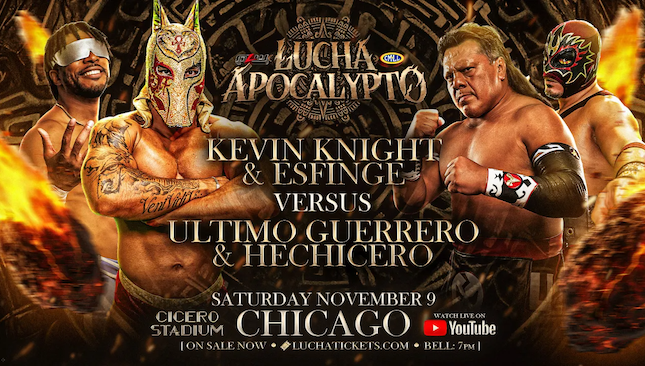 Esfinge & Kevin Knight vs. Último Guerrero & Hechicero MLW x CMLL lucha APocalypto