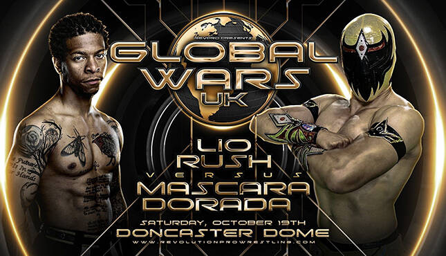 RevPro Global Wars UK Lio Rush Mascara Dorada