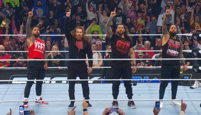 WWE Smackdown OG Bloodline Usos Sami Zayn Roman Reigns