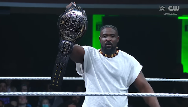 WWE NXT 12-24-2024 - Oba Femi holds the belt