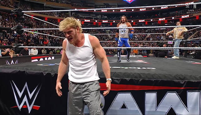 AJ Styles Logan Paul Andrew Shulz WWE Raw 3-10-25