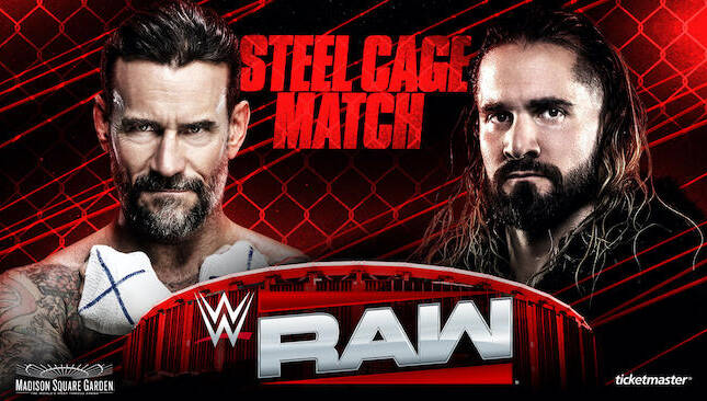 WWE Raw - MSG - CM Punk vs Seth Rollins Cage