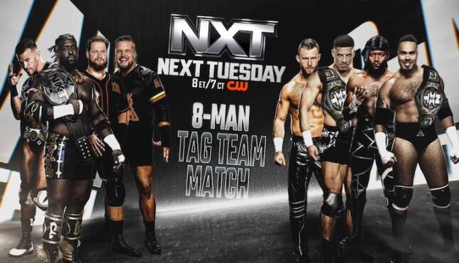 WWE NXT 8-Man Tag Oba Femi Ricky Saints Hank and Tank vs DarkState