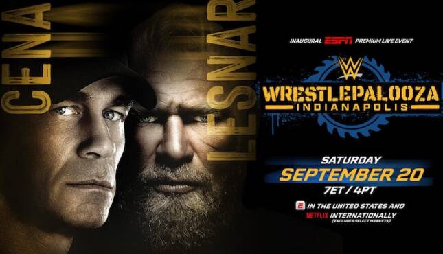 WWE Wrestlepalooza John Cena vs Brock Lesnar key art movie theaters betting odds