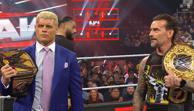 WWE Raw Cody Rhodes Roman Reigns CM Punk 11-24-25