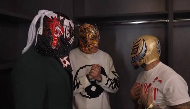 Penta, Rey Fenix, and Rey Mysterio.
