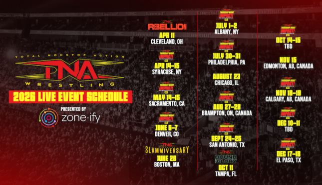 TNA Wrestling 2026 - live event schedule