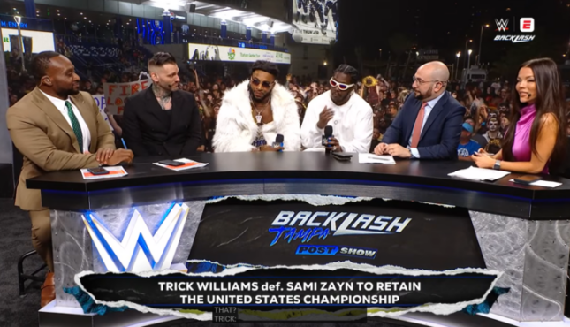 Trick Williams and Lil Yachty at WWE Backlash Post-Show.