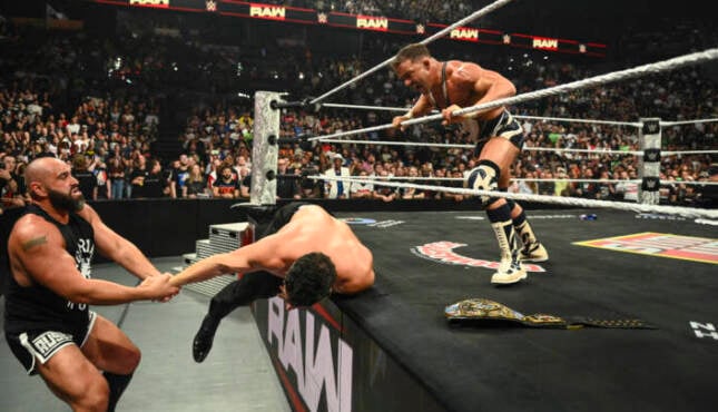 Chad Gable, Rusev, and Ethan Page on WWE RAW.