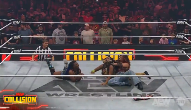 Maya World, Mercedes Mone, and Athena on 6/20 AEW Collision.