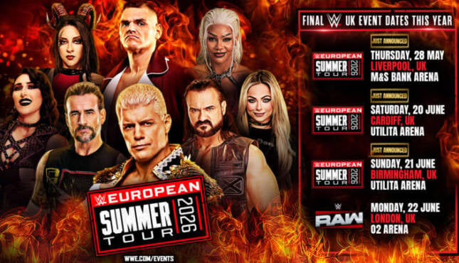 WWE European Summer Tour 2026.