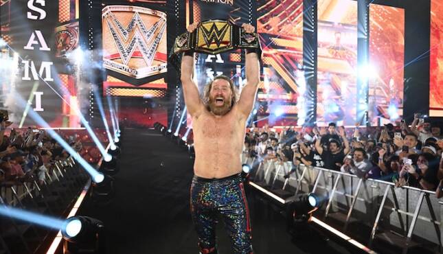 WWE Night of Champions 2026 - Sami Zayn celebrates Title Win