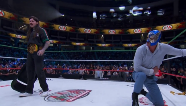 Dominik Mysterio and El Grande Americano on 7/11 AAA show.