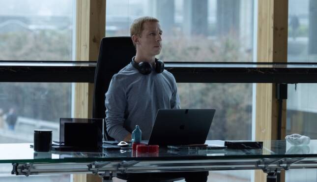 Mark Zuckerberg (Jeremy Strong) in Columbia Pictures' THE SOCIAL RECKONING