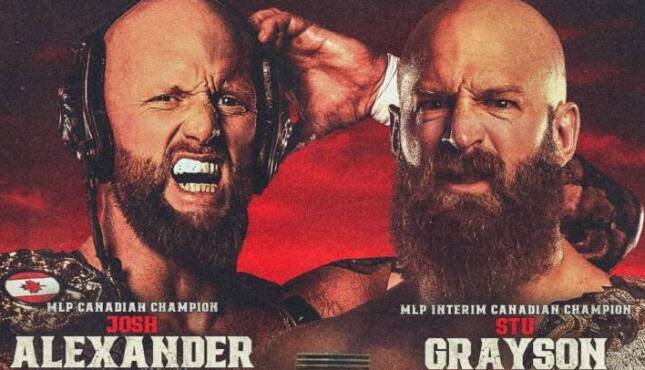Josh Alexander vs. Stu Grayson MLP Northern Rising promotional graphic.
