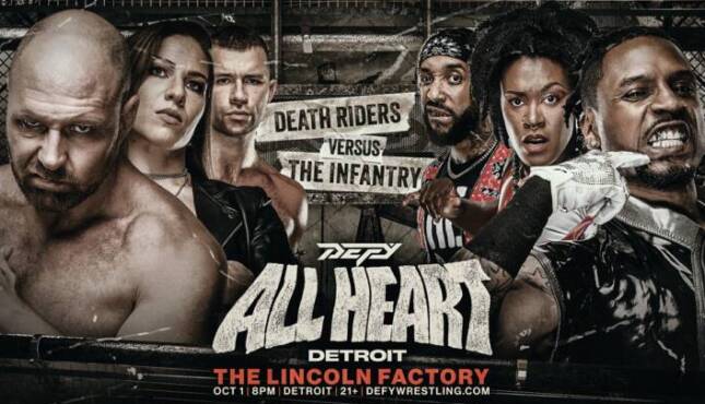 DEFY Wrestling's promotional poster feat. Jon Moxley and his Death Riders.