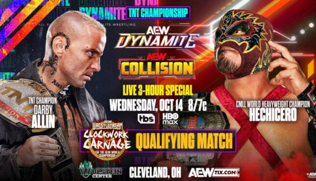 AEW Dynamite + Collision (10-14) promotional graphic.