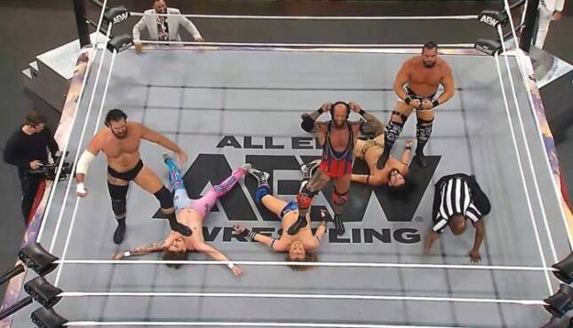 Wardlow, Josh Alexander, and Jake Doyle at AEW WrestleDream Tailgate Brawl.