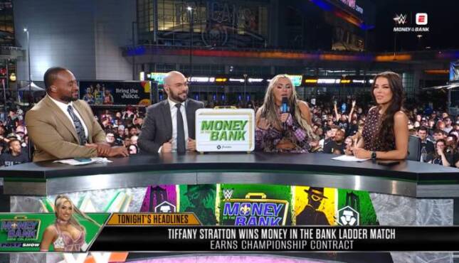 Tiffany Stratton at WWE MITB Post-Show.