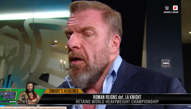 Triple H on LA Knight at WWE MITB Post-Show.
